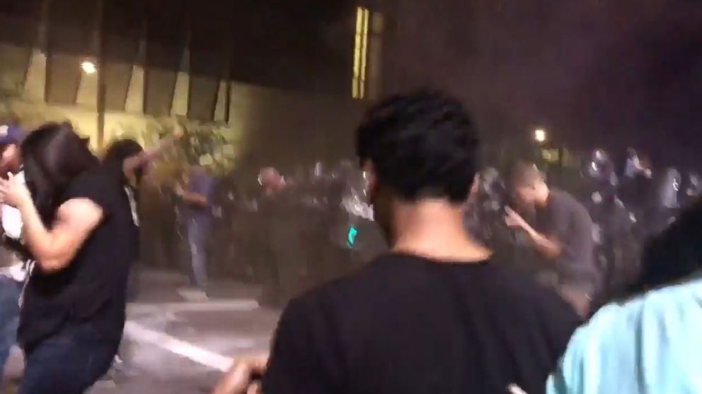 Police use tear gas during a civil rights rally in Phoenix, Arizona, on July 8, 2016. 