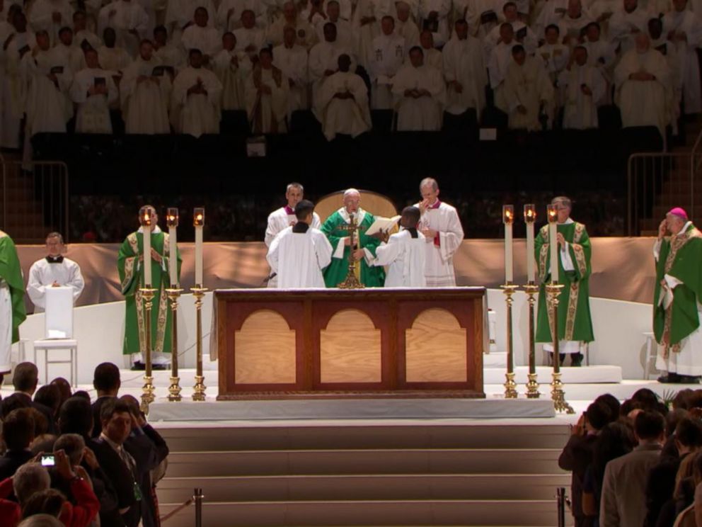 PHOTO: Pope Francis is pictured at Madison Square Garden in New York City on Sept. 25, 2015.