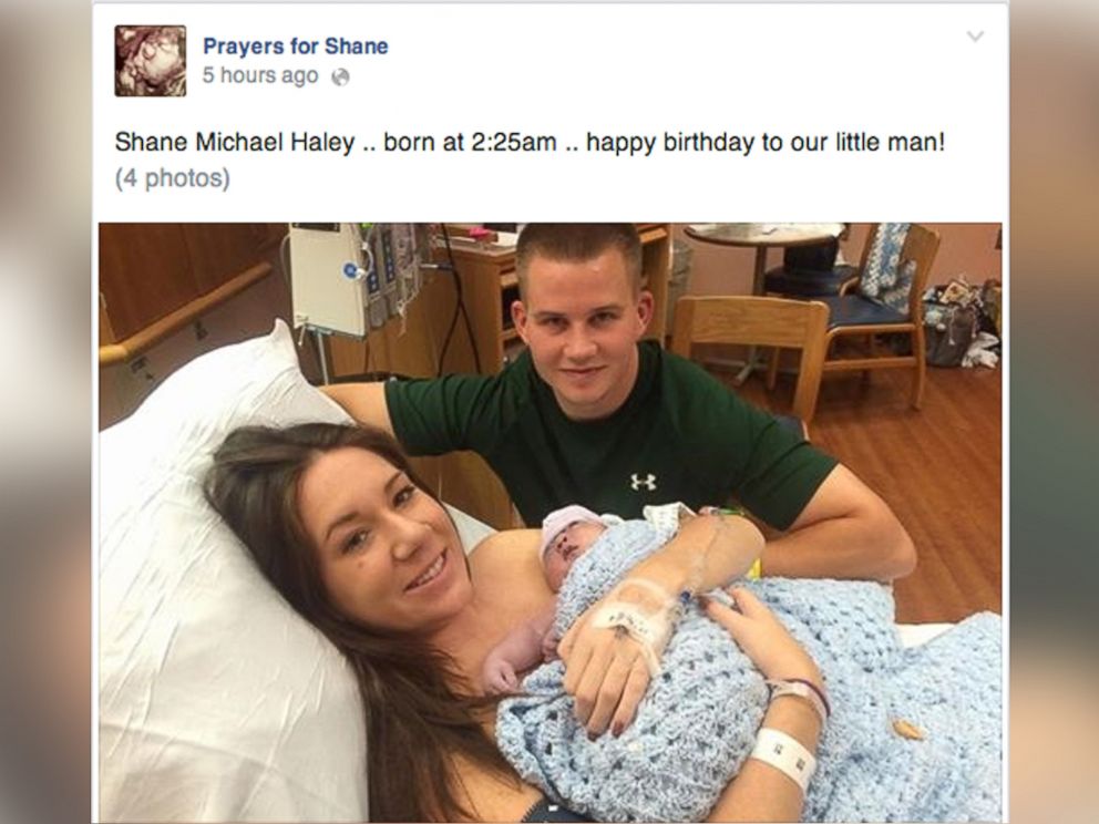 PHOTO: Jenna and Dan Haley posted this photo of their newborn, Shane Haley, to their "Prayers for Shane" Facebook page, Oct. 9, 2014.