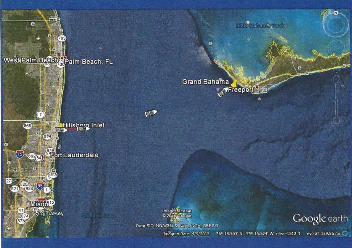 PHOTO: An image released by the Florida Fish and Wildlife Conservation Commission in their incident report shows the approximate path of Rob Konrad's motorboat on Jan. 7, 2015.