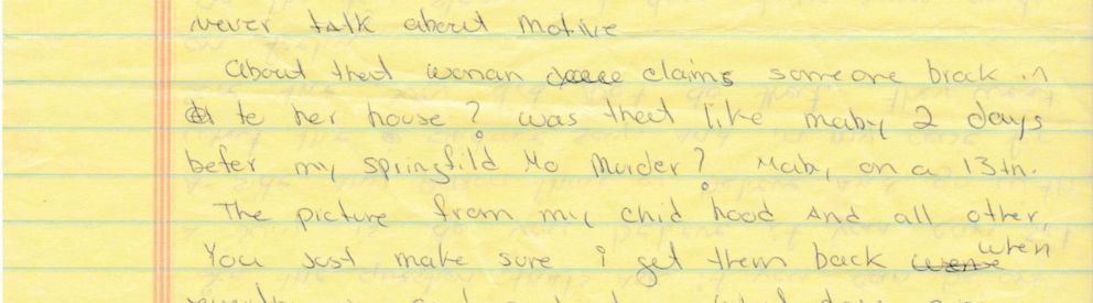 PHOTO: Part of a letter Diane Fanning said she received from serial killer Tommy Lynn Sells.