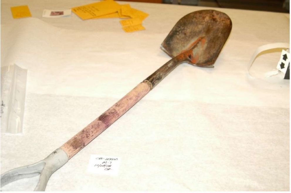 Albuquerque authorities say the suspect used this shovel to beat Brittani Marcell in her home in 2008. 