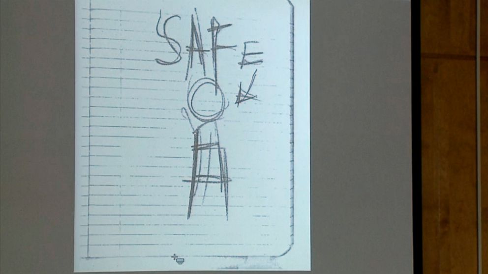 PHOTO: These photos from inside 'Slender Man' stabbing suspect Morgan Geyser's notebook were shown in Waukesha County Court on Monday Feb. 16. 