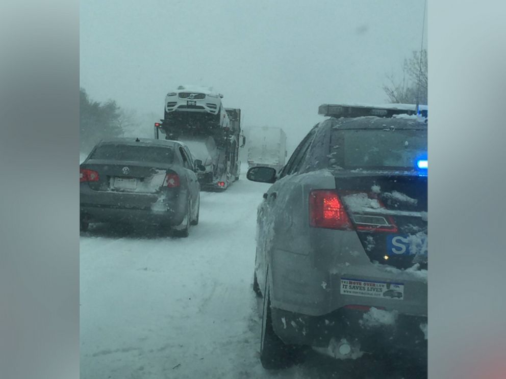 PHOTO:"White out" conditions stalled traffic on Virginia Interstate 64 .