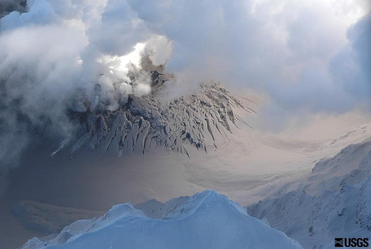 PHOTO: A photo dated Oct. 20, 2004 shows the deformation of Crater Glacier atop Mount St. Helens in Washington at the start of the 2004-2008 eruption.