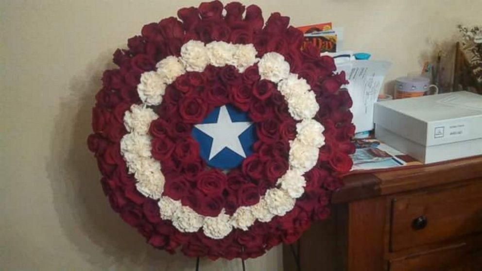 PHOTO: A memorial for Stephen Merrill was made to look like the Captain America shield. 