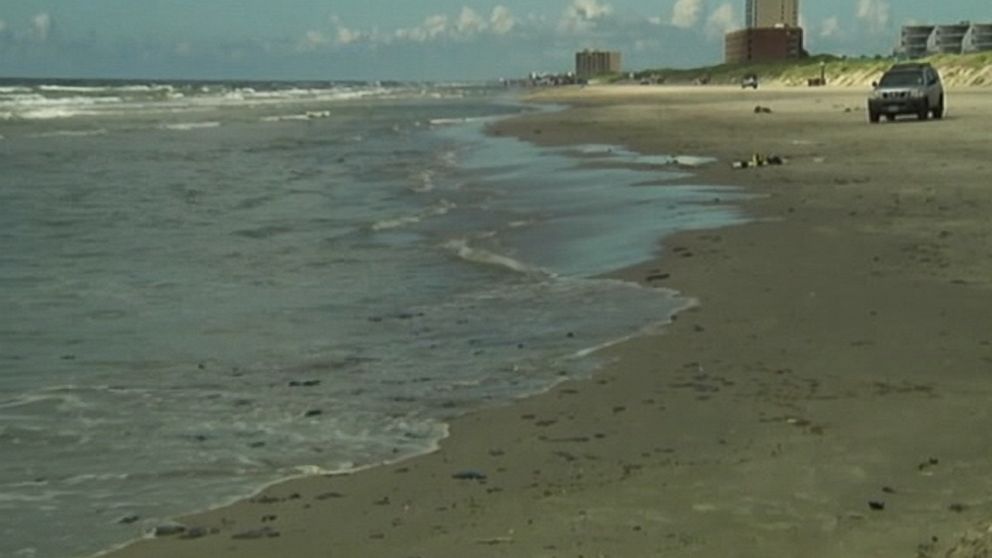 PHOTO: Tar balls are washing ashore on Texas beaches, near Mustang and Padre Islands, outside of Corpus Christie, Texas. 