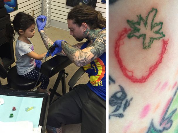 See the Tattoo a 4-Year-Old Girl Gave Her Tattoo Artist Father - ABC News