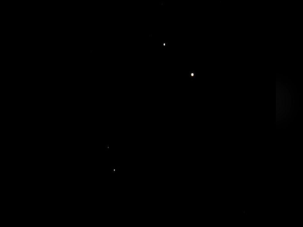 PHOTO: The planetary trio of Venus, Jupiter and Mars as seen from Monterey, Calif. on Oct. 26. 