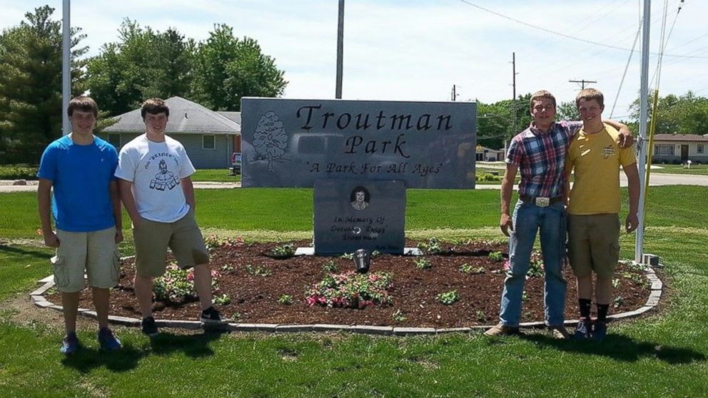 PHOTO: Students of Princeville High School in Princeville, Illinois are pictured here while doing landscaping work for Troutman Park. 