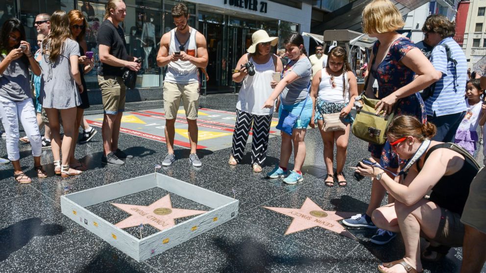 PHOTO: An undated image shared via the website of Los Angeles artist "Plastic Jesus" appears to show the Donald Trump star on the Hollywood Walk of Fame surrounded by a tiny wall.