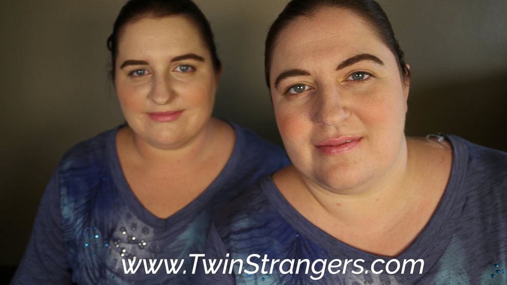 PHOTO: Ambra, 23, from Fayetteville, North Carolina, is pictured here with her doppelganger, Jennifer 33, from Spring, Texas.