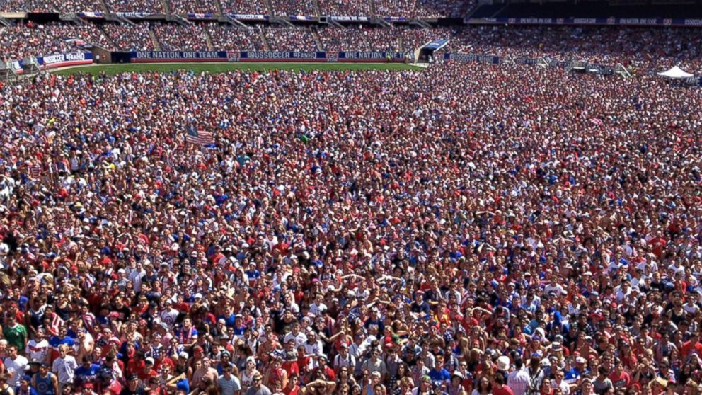 The official U.S. Soccer twitter feed posted this image of the massive crowd at Soldier Field in Chicago gathered to watch the United States versus Belgium World Cup match on July 1, 2014.