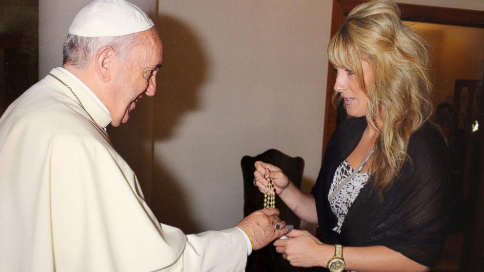 PHOTO: Miranda Emde and Pope Francis at a private mass.