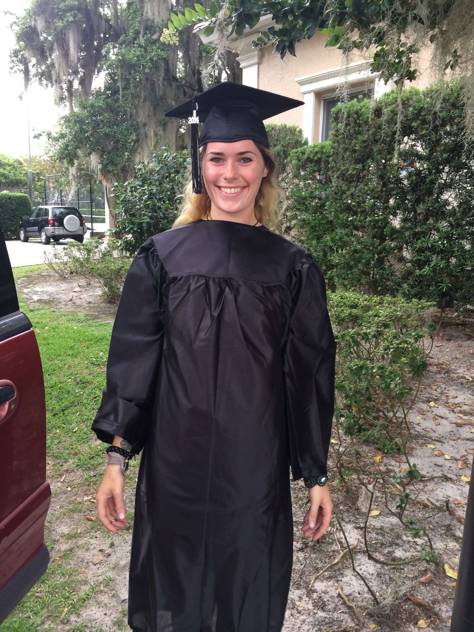Victoria Siegel is seen here in her cap and gown on her high school graduation day. The book "Victoria's Voice: Our Daughter's Losing Battle with Drug Abuse" is available now.