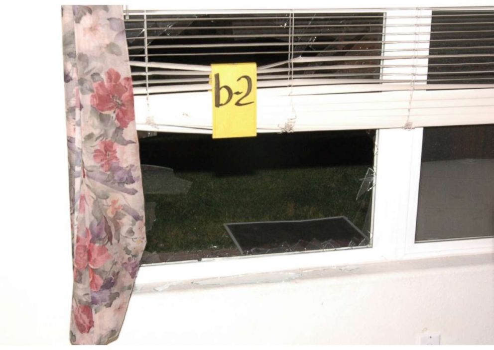 Albuquerque Police Dept. says the suspect who attacked Brittani Marcell broke this window at her mother's home. 