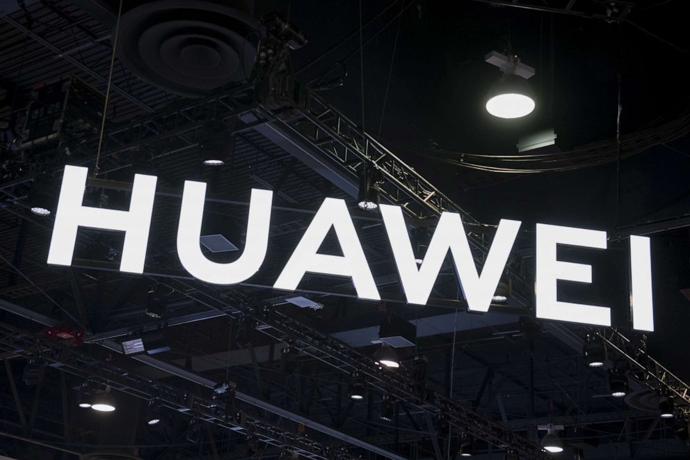 PHOTO: Huawei Technologies Co. Ltd. signage is displayed at CES 2020 in Las Vegas, Jan. 8, 2020.