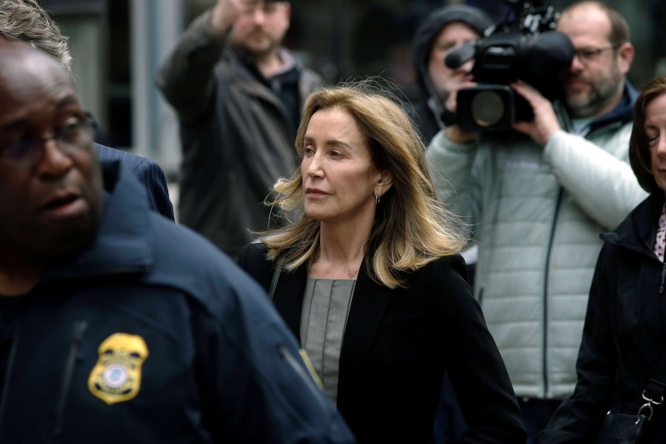 PHOTO:Felicity Huffman arrives at federal court, May 13, 2019, in Boston, where she is scheduled to plead guilty to charges in a nationwide college admissions bribery scandal. 