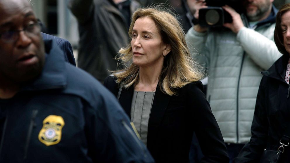 PHOTO:Felicity Huffman arrives at federal court, May 13, 2019, in Boston, where she is scheduled to plead guilty to charges in a nationwide college admissions bribery scandal. 