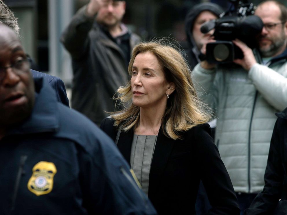 PHOTO:Felicity Huffman arrives at federal court, May 13, 2019, in Boston, where she is scheduled to plead guilty to charges in a nationwide college admissions bribery scandal.