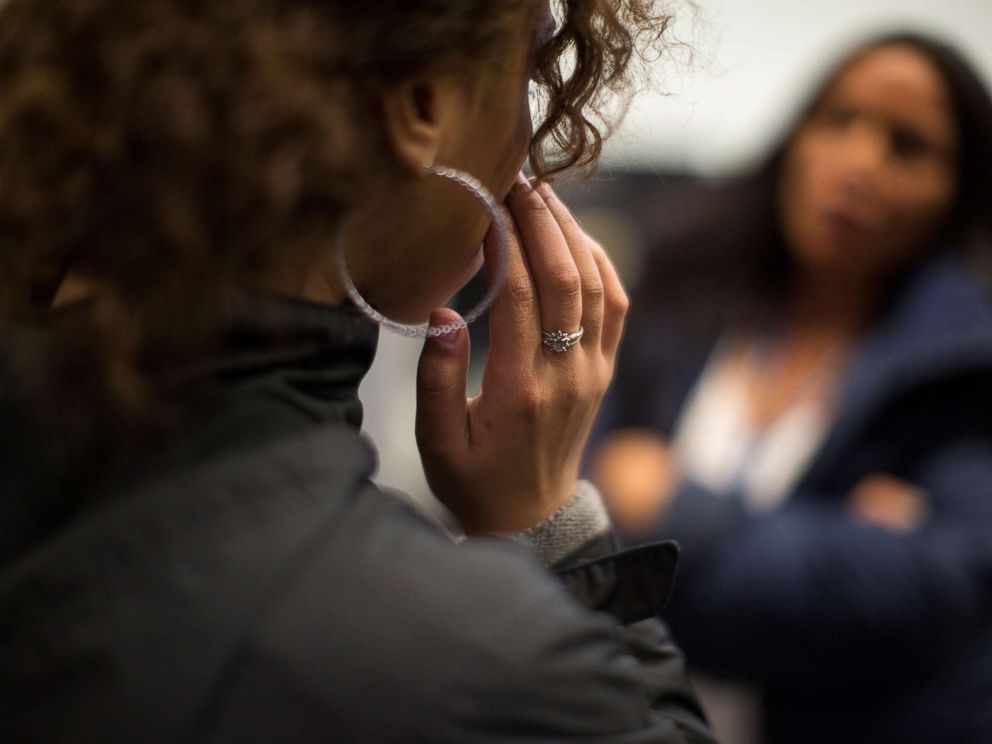 PHOTO: An unidentified victim of sex trafficking speaks with a counselor at My Life My Choice, an anti-human trafficking agency in Boston, March 24, 2016.