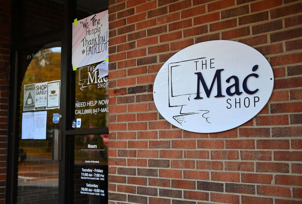 PHOTO: In this Oct. 21, 2020, file photo, "The Mac Shop" in Wilmington, Delaware is shown.