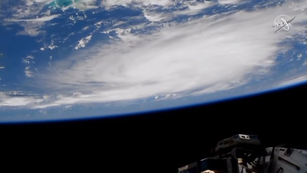 PHOTO: A camera outside of the International Space Station captured views of Hurricane Dorian at 1:05 p.m.EST, Aug. 29, 2019, as it churned over the Atlantic Ocean. 