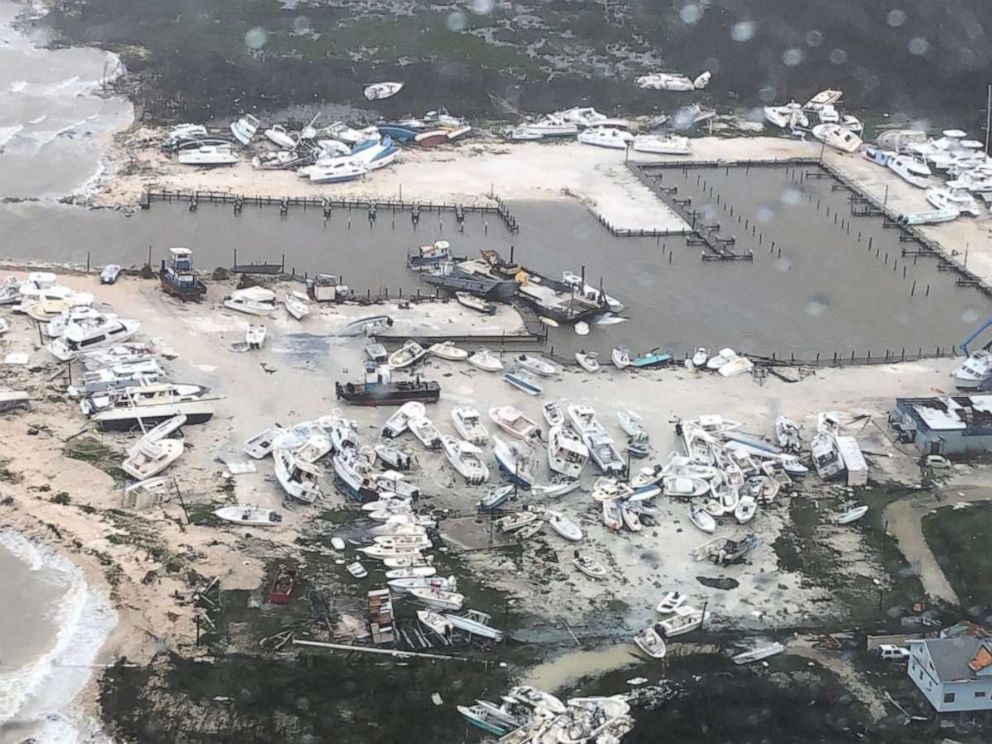 PHOTO: Photo taken from a U.S. Coast Guard helicopter crew in the Bahamas, Sept. 2, 2019.