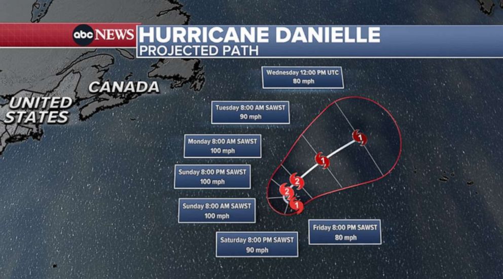 PHOTO: an ABC News graphic showing Hurricane Danielle