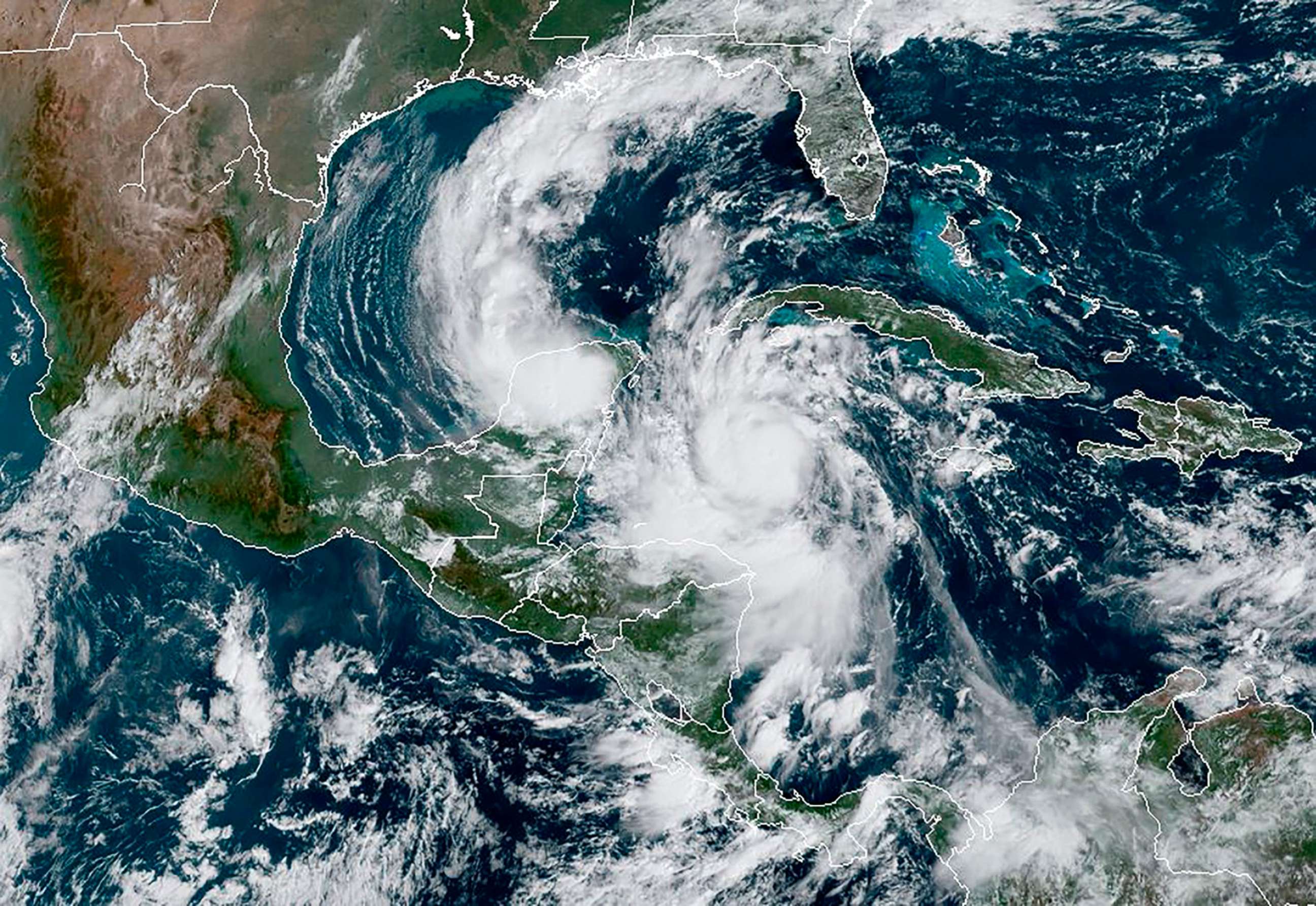 PHOTO: This RAMMB/NOAA satellite image shows Hurricane Delta moving northwest in the Caribbean on October 6, 2020.
