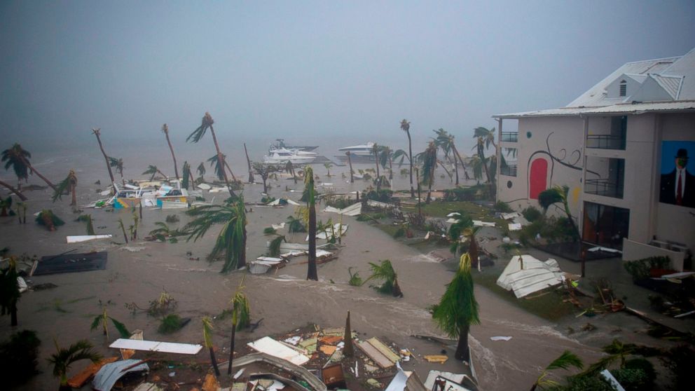 This file photo taken on Sept. 06, 2017 shows the Hotel Mercure in Marigot, near the Bay of Nettle, on the French Collectivity of Saint Martin, during the passage of Hurricane Irma.
