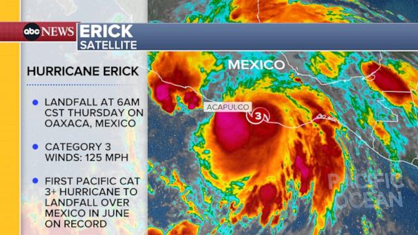 Hurricane Erick slams Mexico's Pacific Coast as a powerful Cat 3