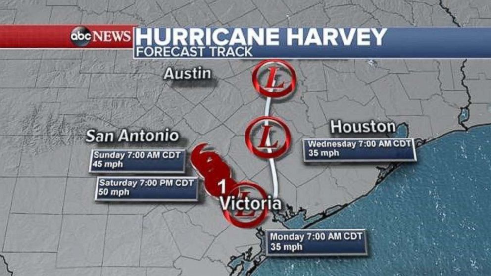PHOTO: Hurricane Harvey is forecast to slow down and meander over southeastern Texas.