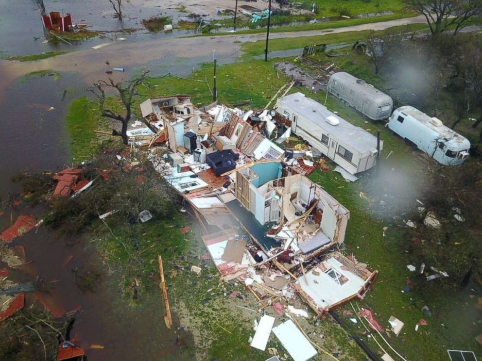 PHOTO: Daylight shows the devastation in Rockport and surrounding areas of southeast Texas, Aug. 26, 2017. 