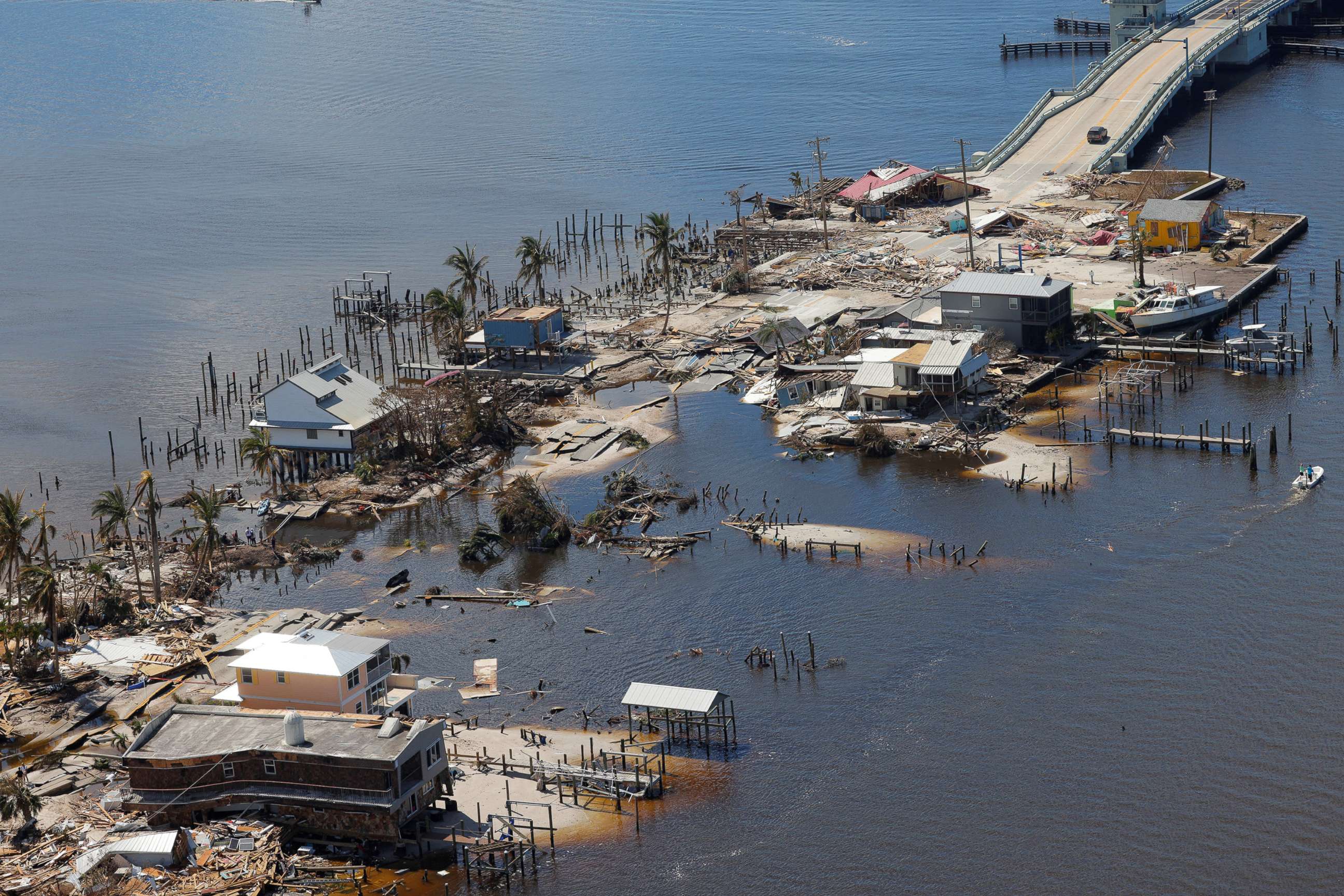 PHOTO: Destroyed homes and businesses on Pine Island, Florida are seen from a U.S. Army National Guard Blackhawk helicopter after Hurricane Ian caused widespread destruction in Pine Island, Fla., Oct. 1, 2022. 