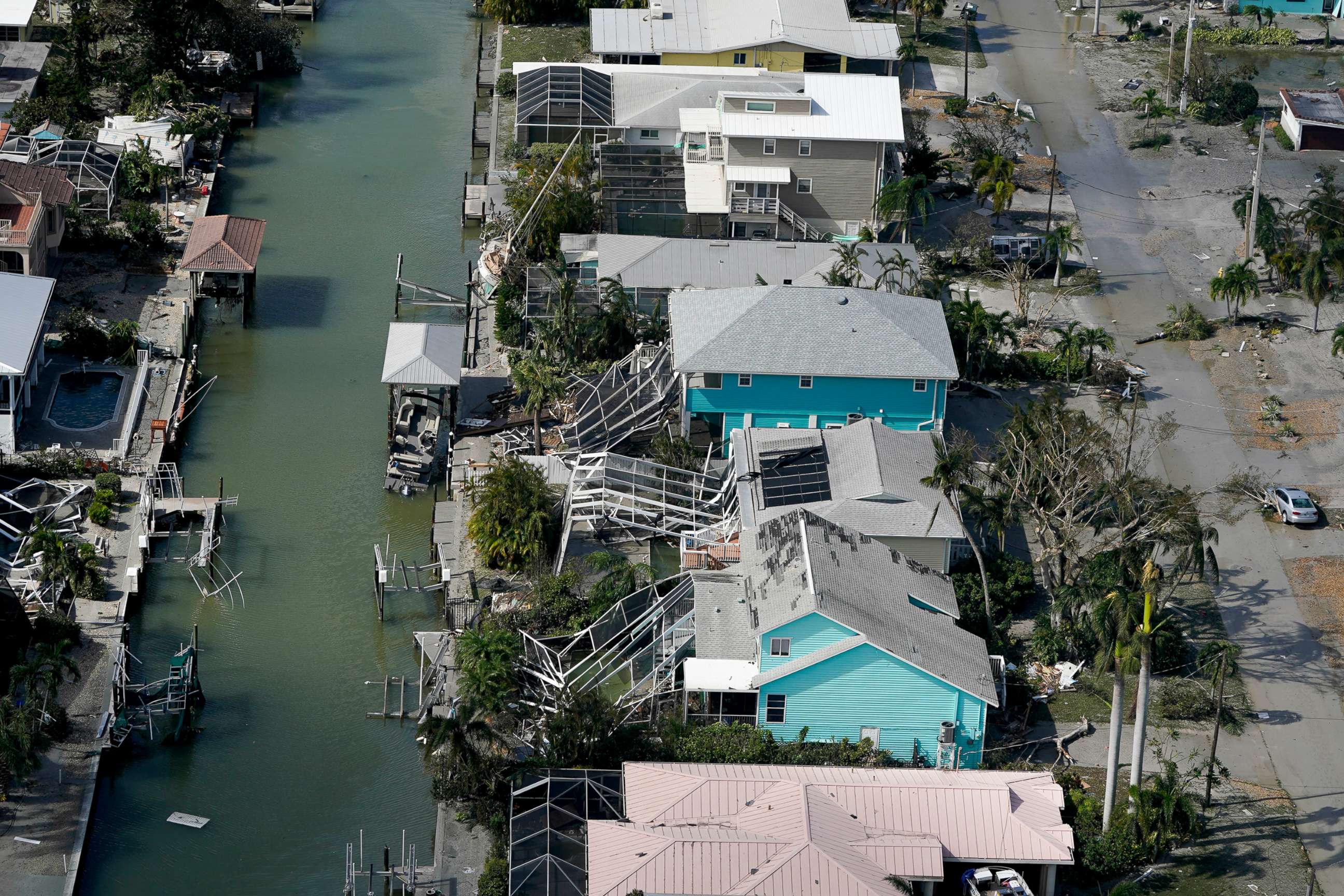 PHOTO: Damaged homes are seen in the aftermath of Hurricane Ian, Sept. 29, 2022, in Fort Meyers Beach, Fla.