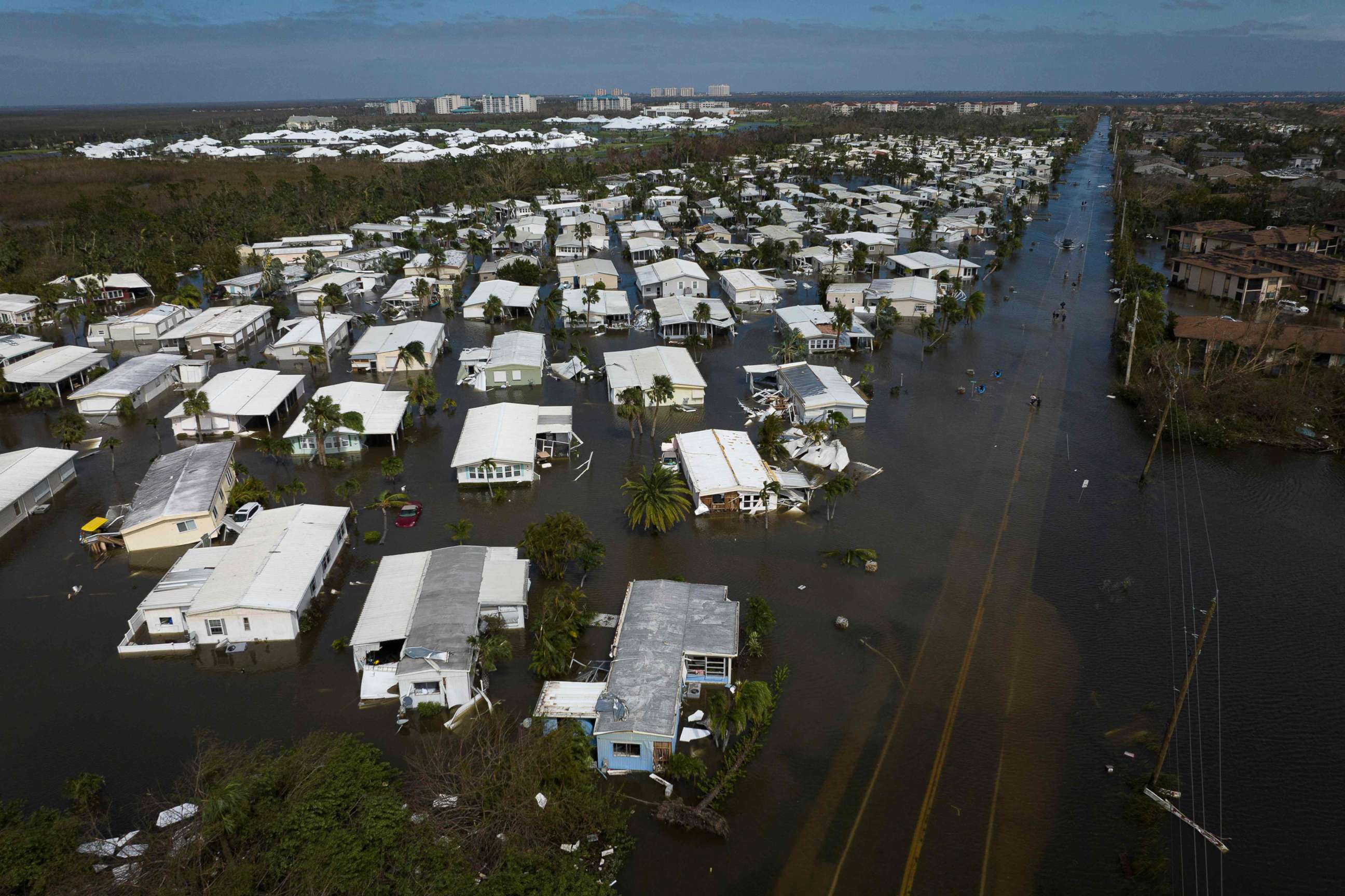 PHOTO: A flooded neighborhood in the aftermath of Hurricane Ian in Fort Myers, Fla., on Sept. 29, 2022.