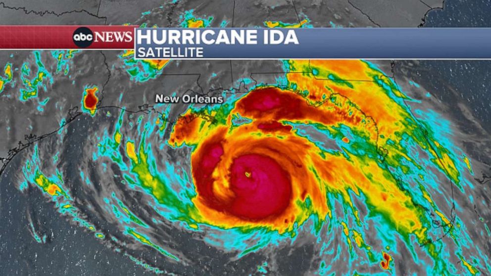 PHOTO: Hurricane Ida's eye was clearly visible on satellite late Saturday night.