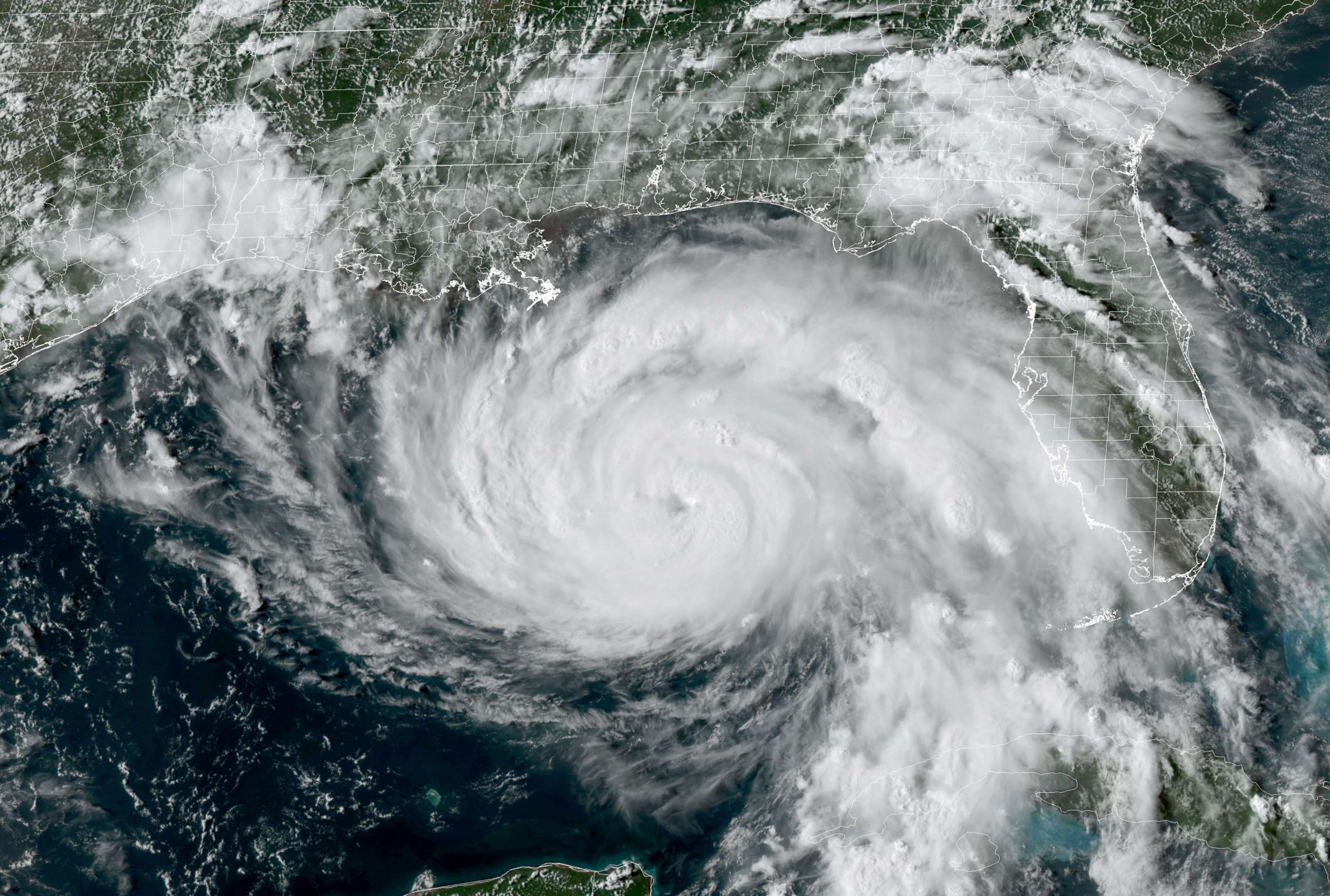 PHOTO: This National Oceanic and Atmospheric Administration/GOES satellite handout image shows Hurricane Ida at 5:01 p.m. ET, on Aug. 28, 2021.