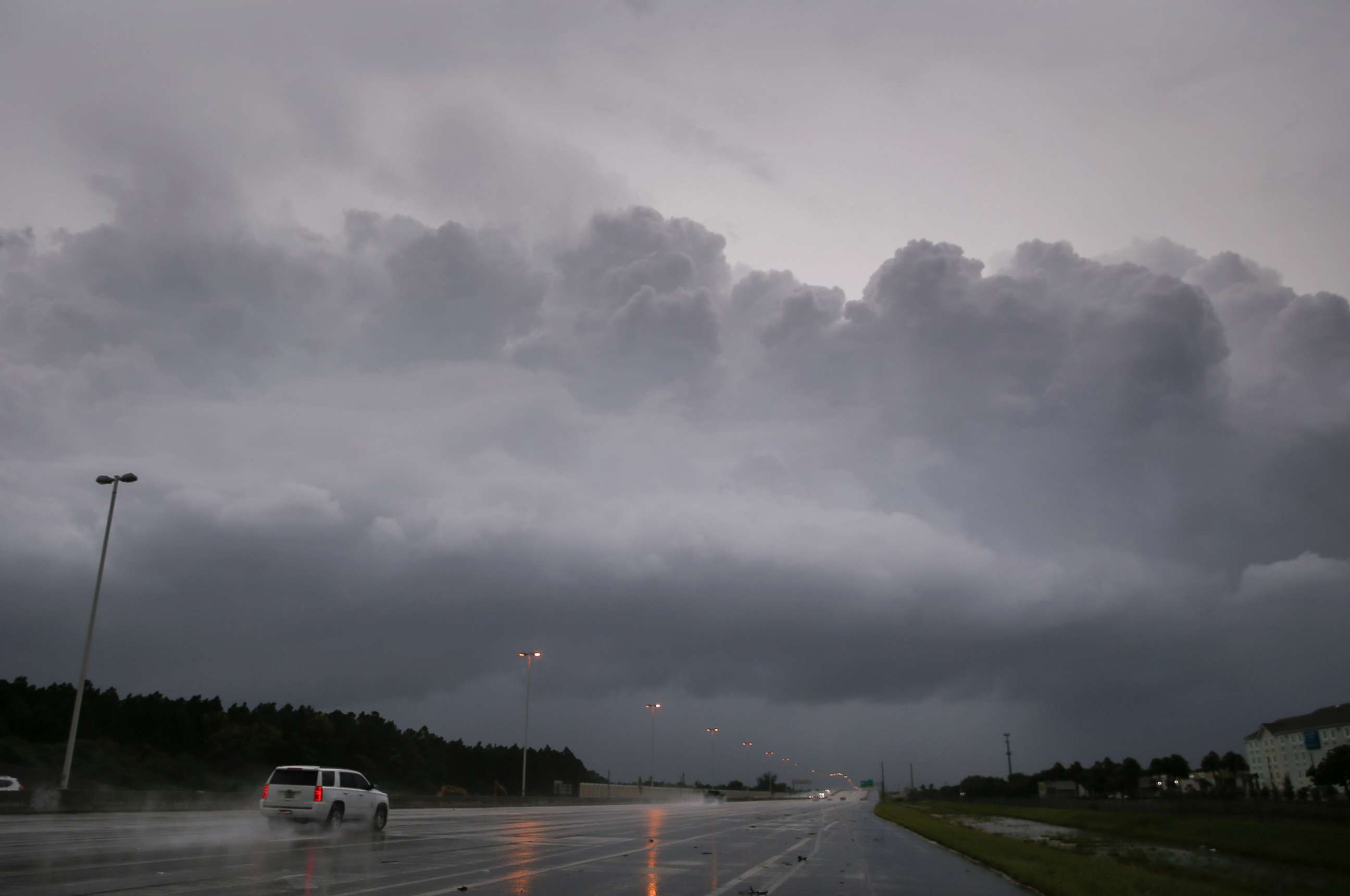 PHOTO: A rain squall line moves over the southern edge of the Florida peninsula as conditions deteriorate from Hurricane Irma in Homestead, Fla., Sept. 9, 2017. 