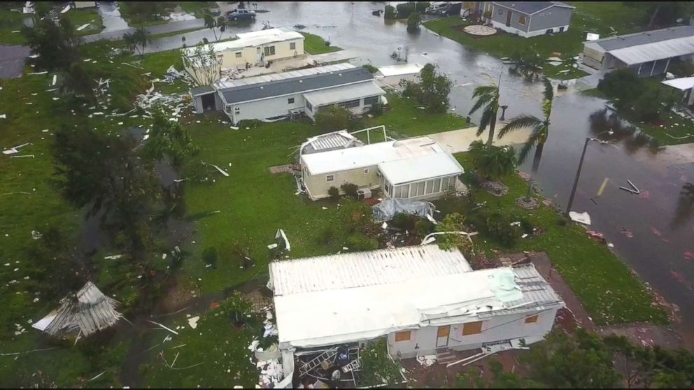 PHOTO: Images captured by a drone show damage in the aftermath of Hurricane Irma making landfall in Naples, Fla., Sept. 10, 2017.