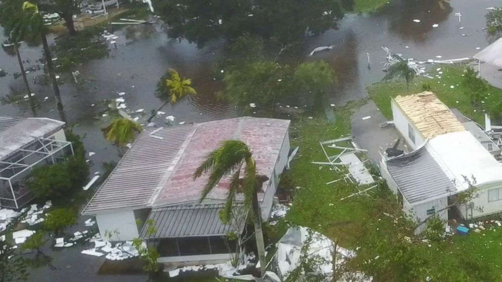 PHOTO: Images captured by a drone show damage in the aftermath of Hurricane Irma making landfall in Naples, Fla., Sept. 10, 2017.