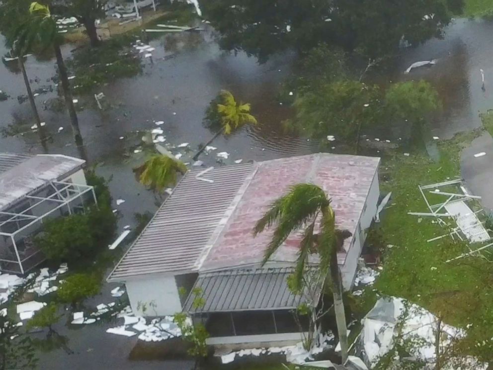PHOTO: Images captured by a drone show damage in the aftermath of Hurricane Irma making landfall in Naples, Fla., Sept. 10, 2017.