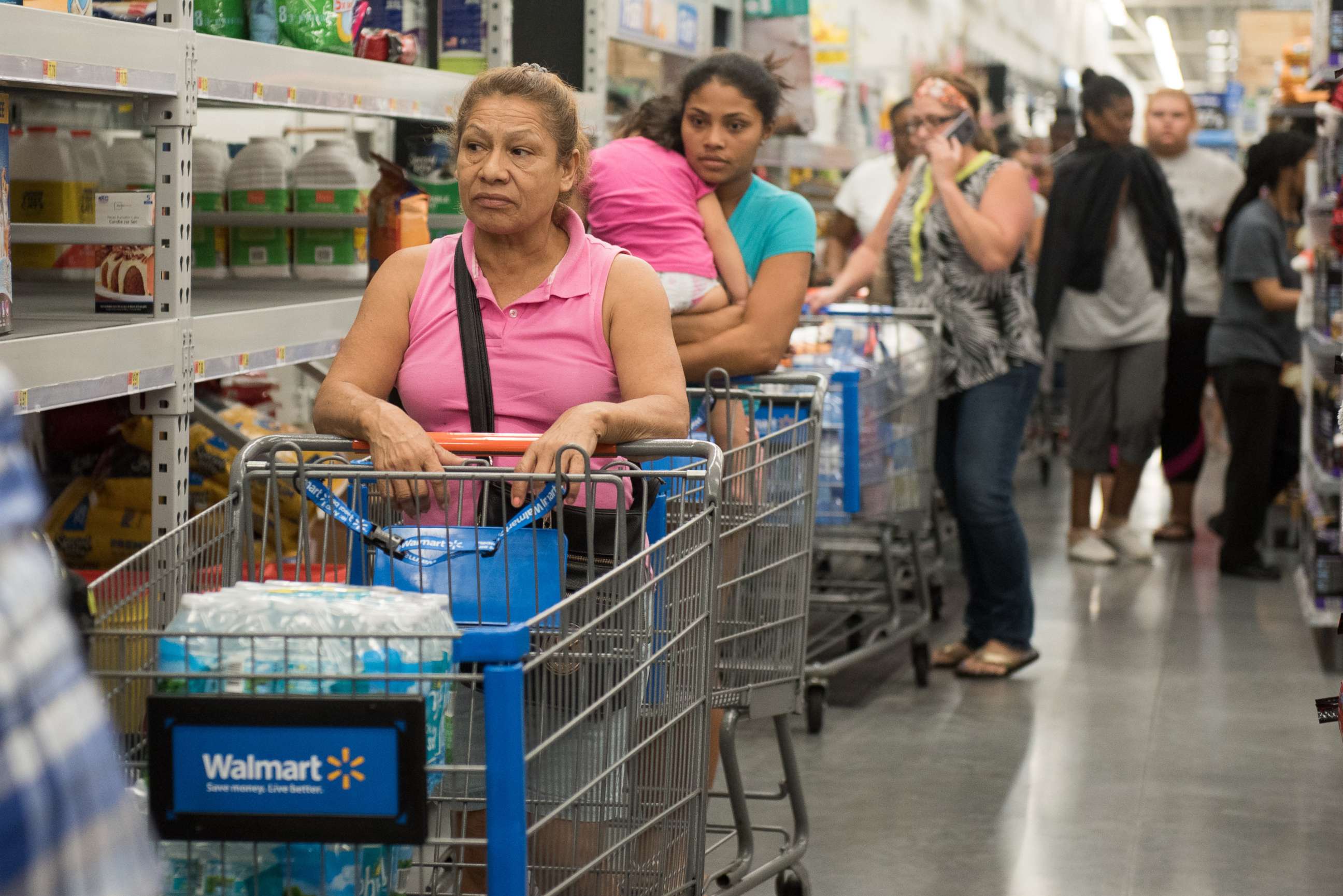 PHOTO: Canned food shelves at Walmart in Fort Lauderdale, Fla., Sept. 5, 2017, while residents stock up with groceries in preparation for hurricane Irma.
