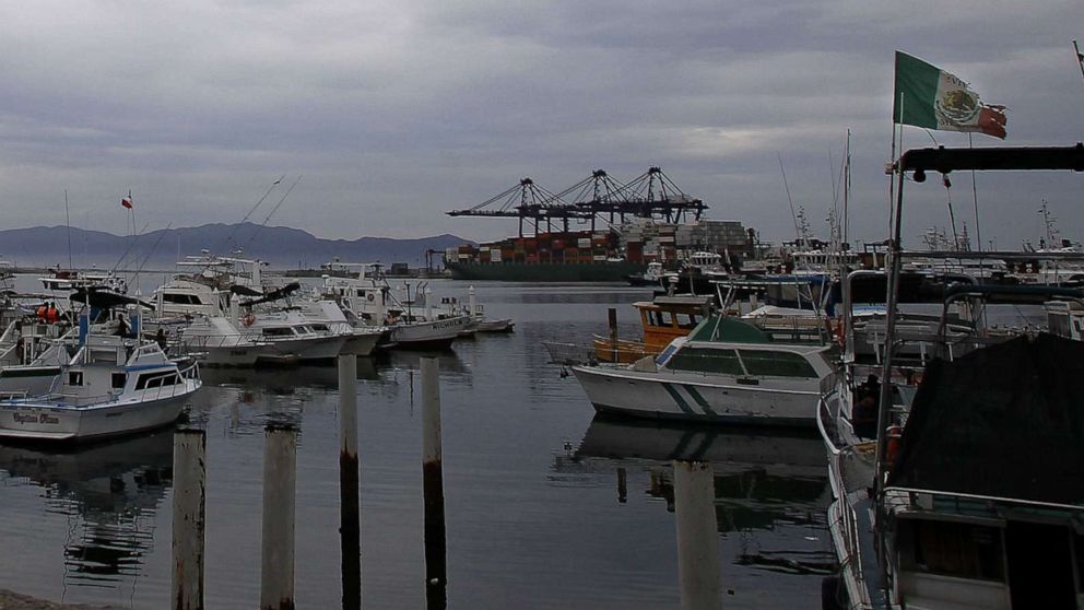 PHOTO: Small boats are moored in port prior to the arrival of Hurricane Kay in the city of Ensenada, Baja California, Mexico, on Sept. 8, 2022.