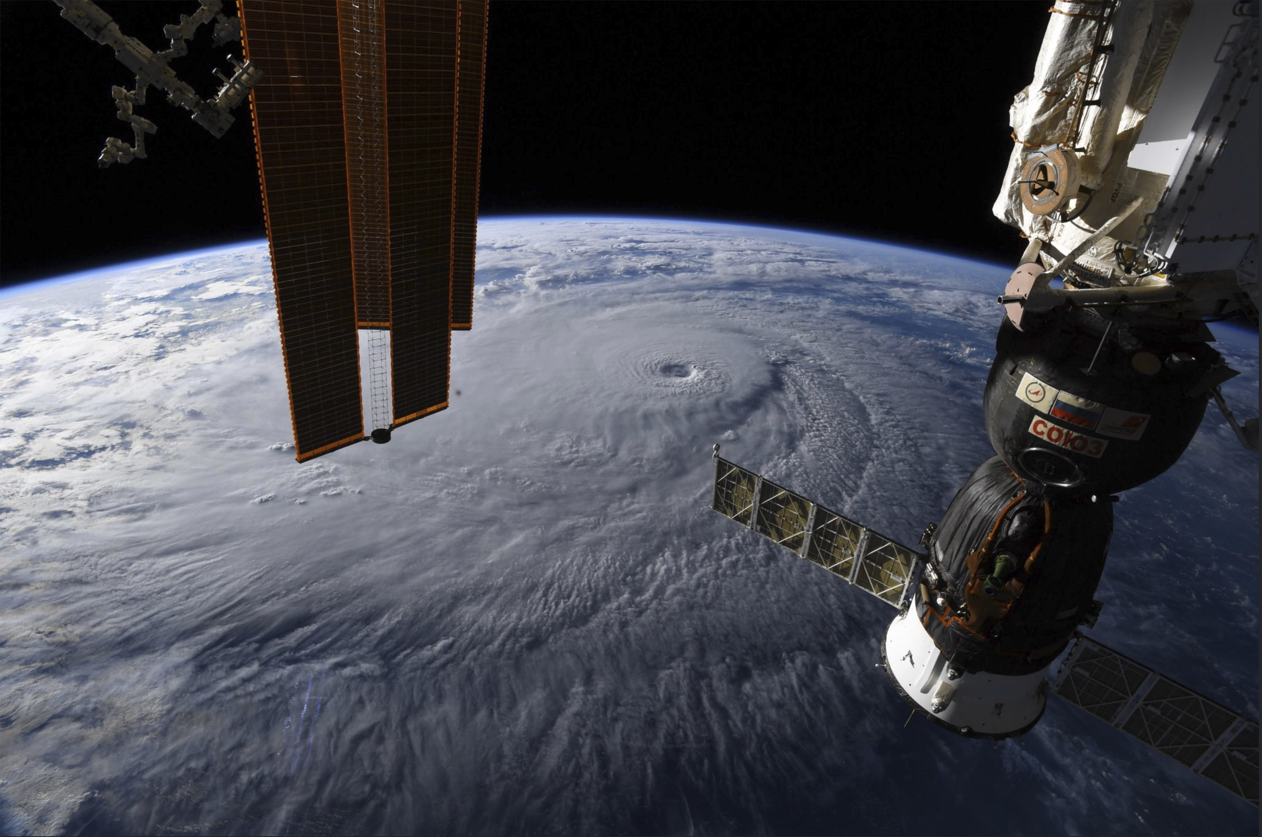 PHOTO: This image provided by NASA on Aug. 22, 2018 shows Hurricane Lane as seen from the International Space Station.