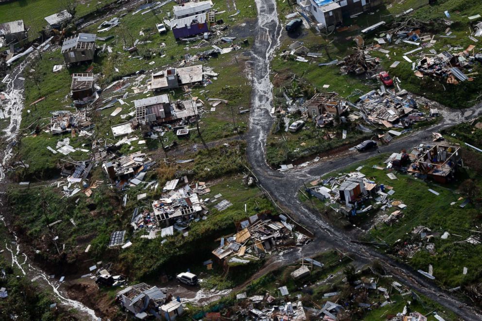PHOTO: Destroyed communities are seen in the aftermath of Hurricane Maria in Toa Alta, Puerto Rico, Sept. 28, 2017.