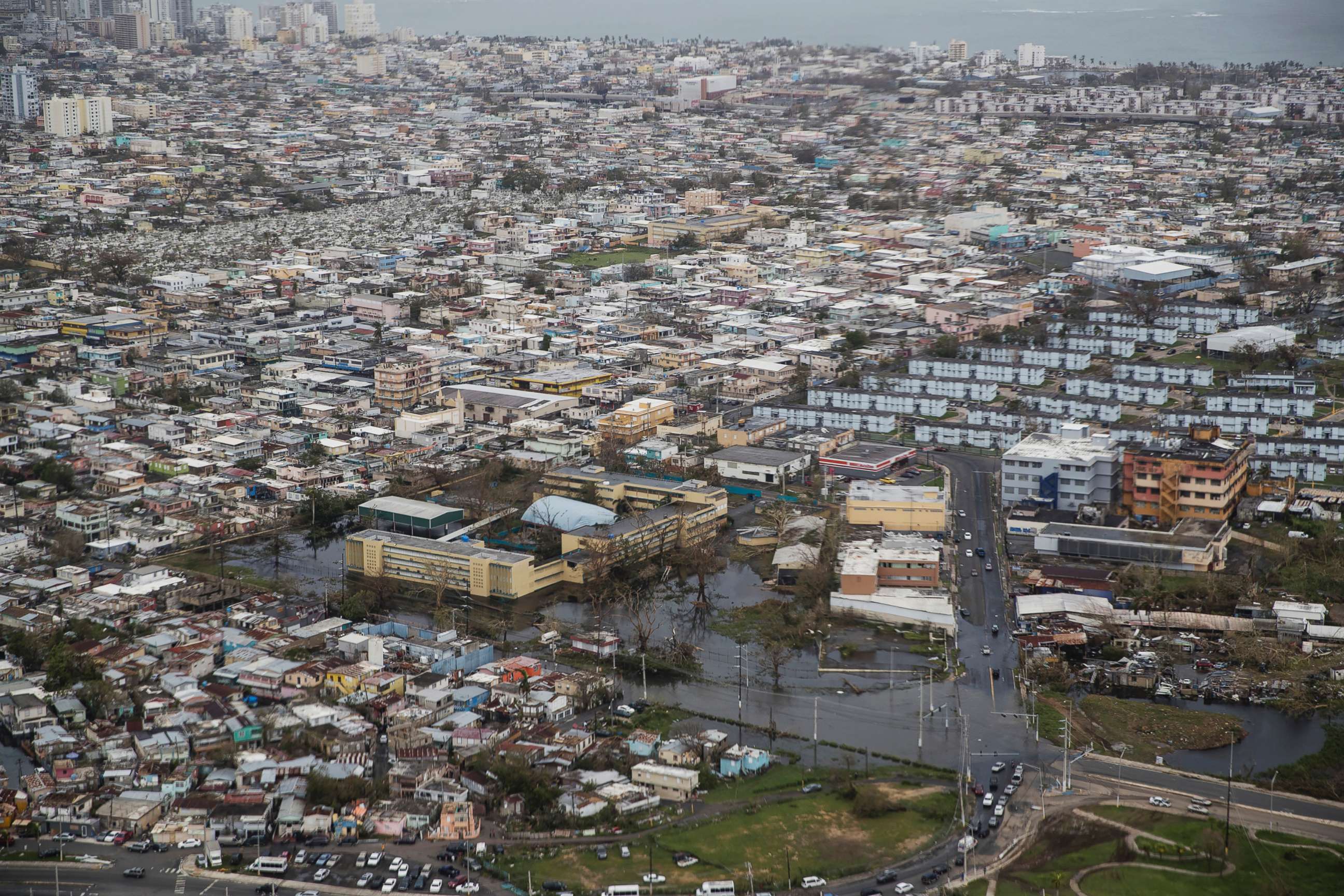 PHOTO: An aerial photo shows San Juan, Puerto Rico, days after the island was hit by Hurricane Maria, Sept. 22, 2017. 