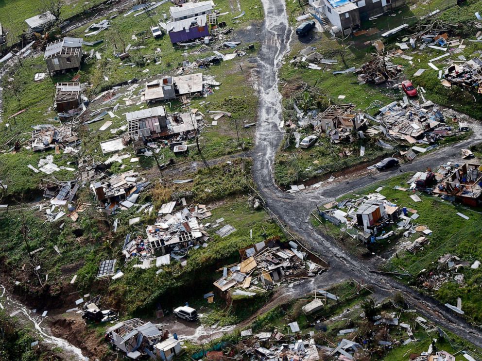PHOTO: In this Sept. 28, 2017 file photo, the rubble of homes are scattered in the aftermath of Hurricane Maria in Toa Alta, Puerto Rico.