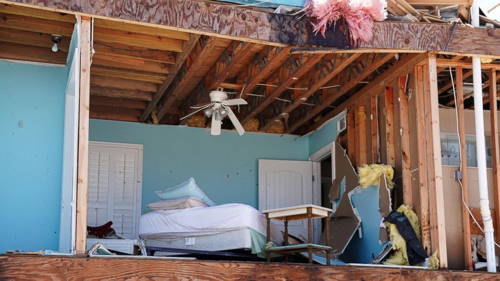 PHOTO: A bedroom of a destroyed house is pictured following Hurricane Michael in Mexico Beach, Fla., Oct. 11, 2018.